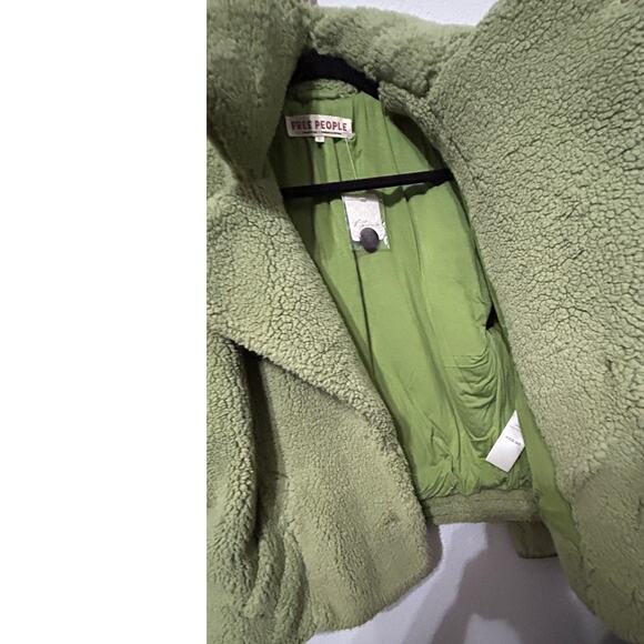 NEW Y2K Free People Joplin Cozy Sherpa Faux Fur Jacket Pistachio Green $198 - Picture 7 of 11